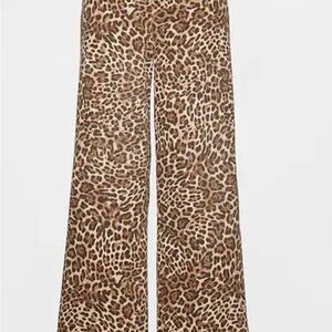 GAP Leopard Print High-Rise Pants - Brown/Black